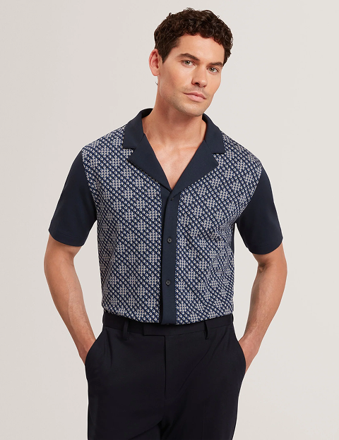 Argyle Check Short Sleeve Jersey Shirt