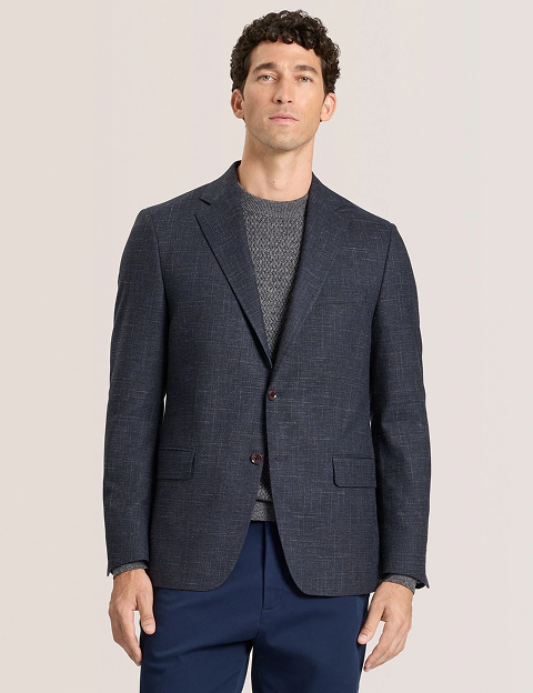 WELLINGTON Single Breasted Two Button Notch Patch Pocket Weave Jacket