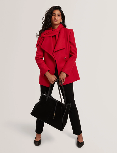 EVIGNA Wool Rich Hourglass Short Wrap Coat