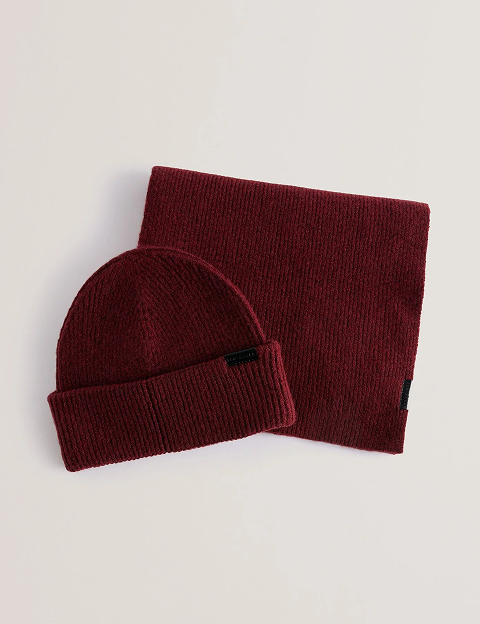 ALLIIYS Ribbed Knit Hat And Scarf Set