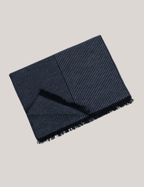 CHEVRON AND STRIPE SCARF Grey