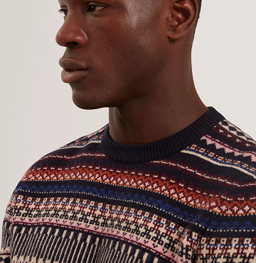 AMARAT Fair Isle Crew Neck Wool Sweater