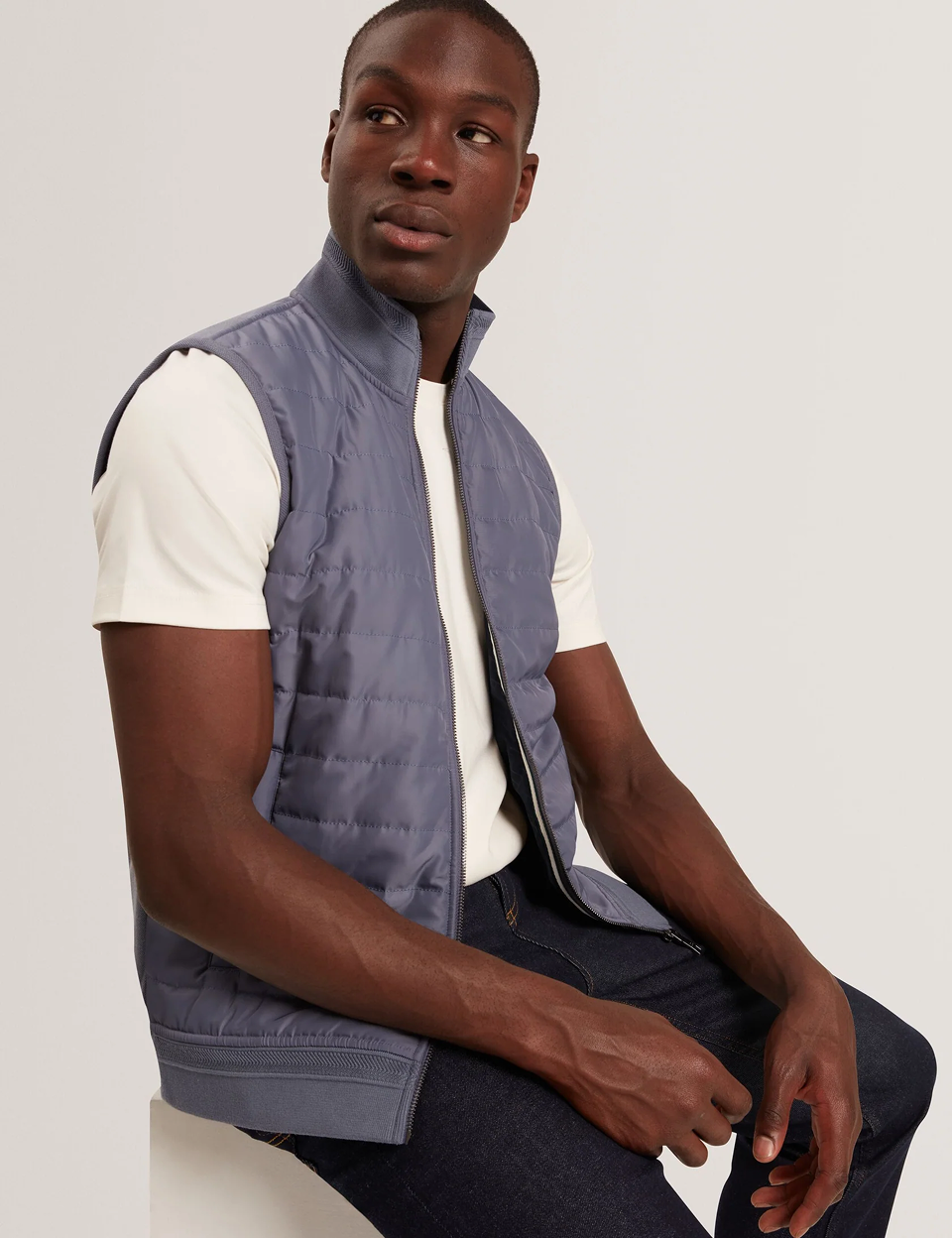 PAFAVOR Quilted Front Funnel Neck Zip-Up Gilet