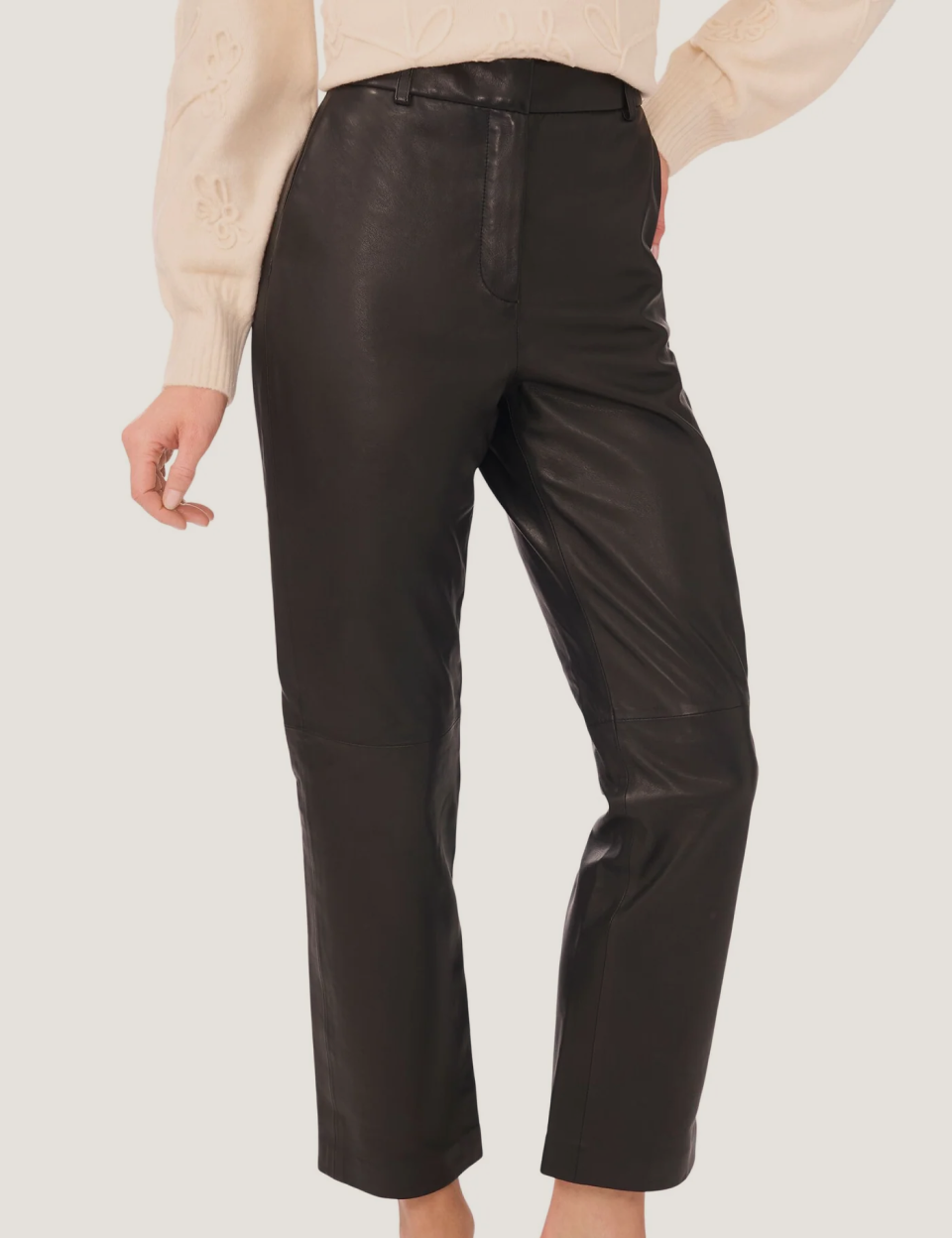 LYNDINA Leather Straight Leg Trousers