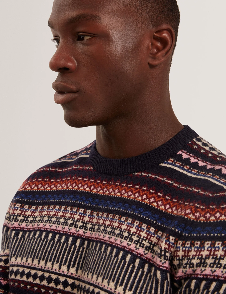 AMARAT Fair Isle Crew Neck Wool Sweater