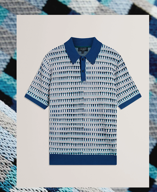 TADMORI Jacquard Dash Check Knitted Polo