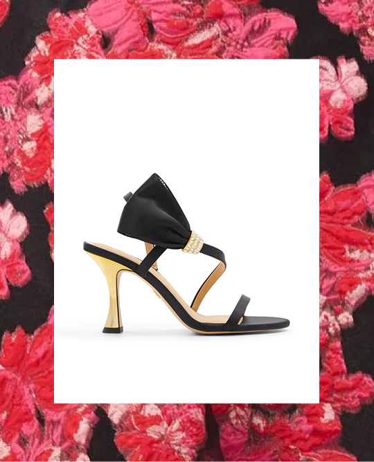 BELLE Bow Embellishment Satin Heeled Sandals