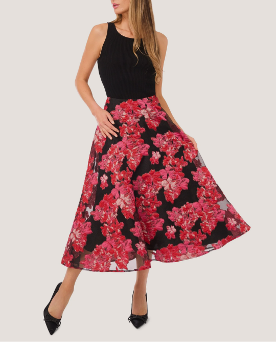 FIONA Floral Brocade Midi Skirt
