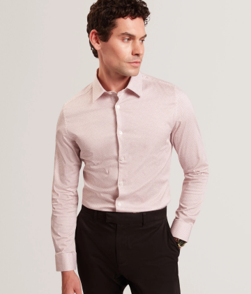 OLWENO Micro Geo Print Long Sleeve Slim Shirt