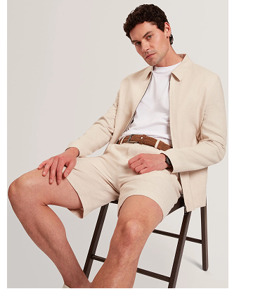 GIVRAN Slim Fit Linen Blend Tailored Shorts