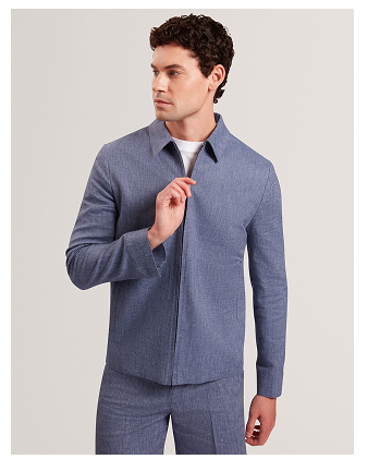 ASHLEYJ Linen Cotton Zip-Up Harrington Jacket