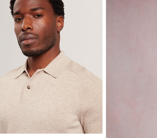 OTISO Wool Blend Ribbed Raglan Polo Shirt