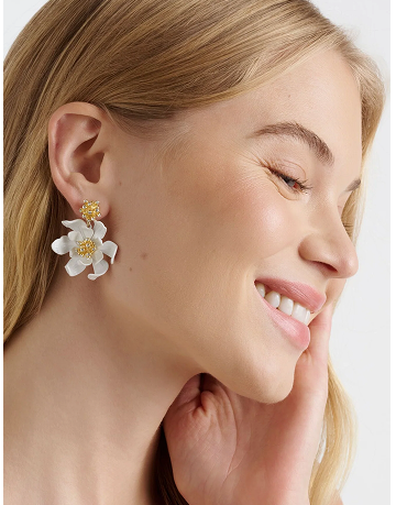 FULVA Furled Flower Enamel Drop Earrings