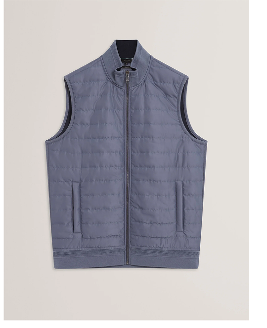 PAFAVOR Quilted Front Funnel Neck Zip-Up Gilet