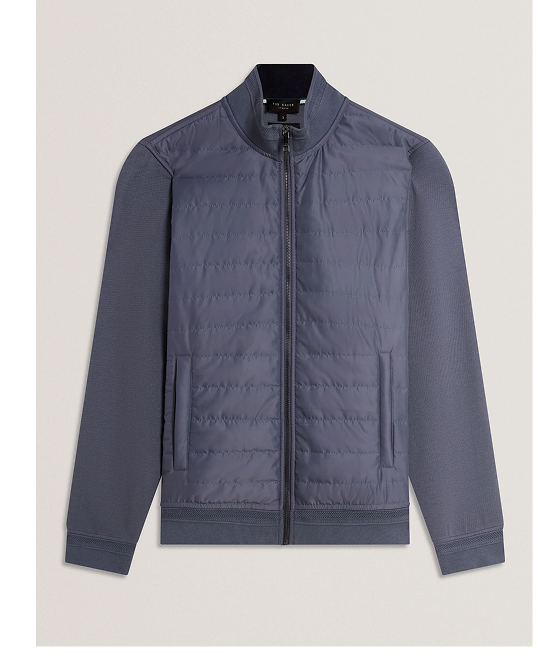 DURANO Quilted Front Zip-Through Knit Jacket