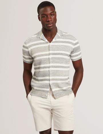 FLACKS Striped Knit Relaxed Short Sleeve Shirt