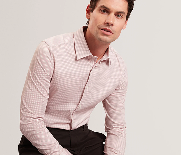 OLWENO Micro Geo Print Long Sleeve Slim Shirt