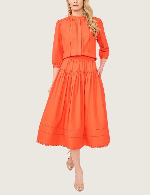 CAMILLE Relaxed Mandarin Collar Cotton Blouse