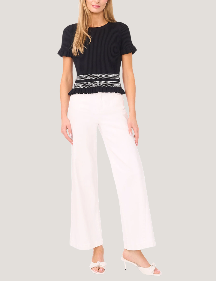 ELISA Short Sleeve Pullover with Contrast Stitch