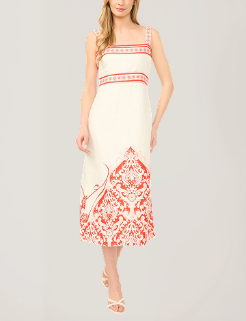 NOEMI Printed Detail Strappy Linen Sundress