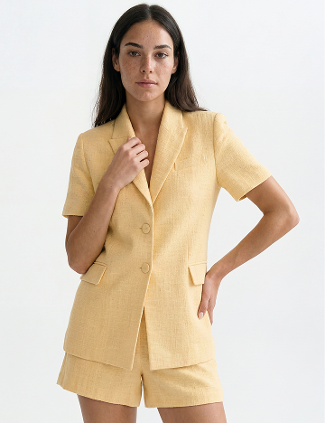 EUGENIA Tailored Short Sleeve Woven Blazer