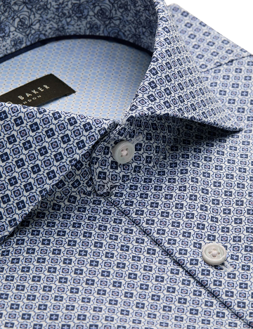 NANTUCKET Geo Print Stretch Cotton Slim Fit Shirt
