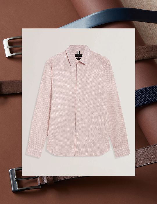 OLWENO Micro Geo Print Long Sleeve Slim Shirt