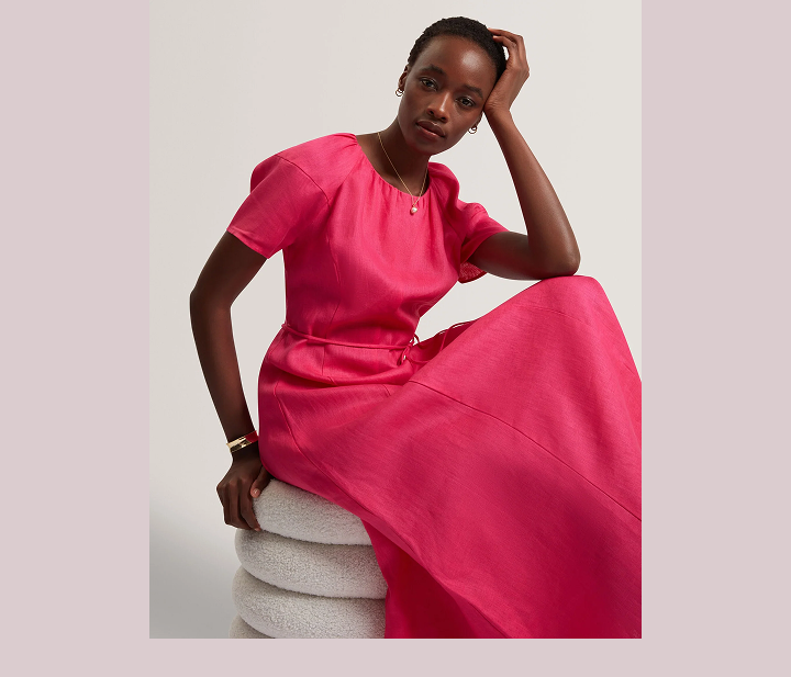 ALLISON Linen Raglan Sleeve Maxi Dress