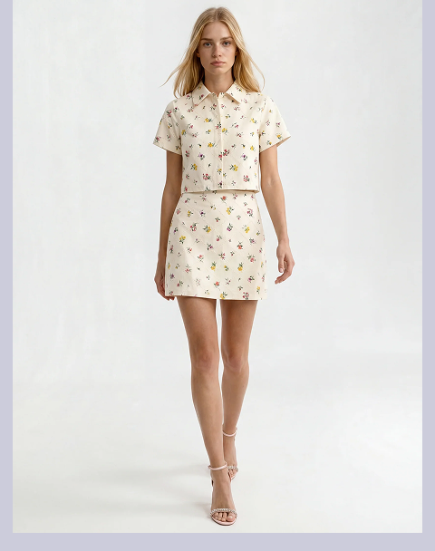 MARGARET Wildflower Embroidered Mini Skirt