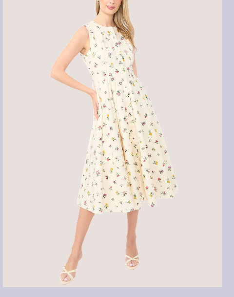 JOANNE Wildflower Sleeveless Smock Midi Dress