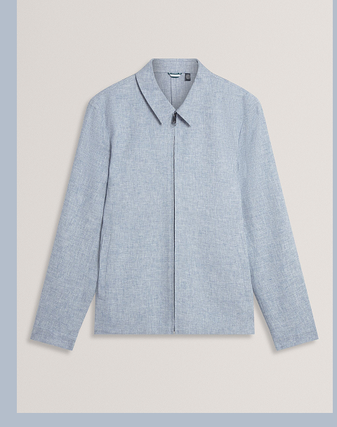 ASHLEYJ Linen Cotton Zip-Up Harrington Jacket