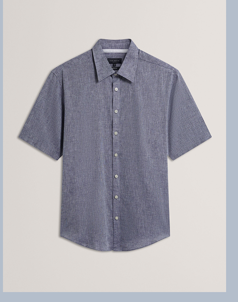 WRYTE Short Sleeve Linen Cotton Woven Shirt