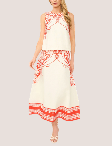 NOEMI Printed Detail Strappy Linen Sundress