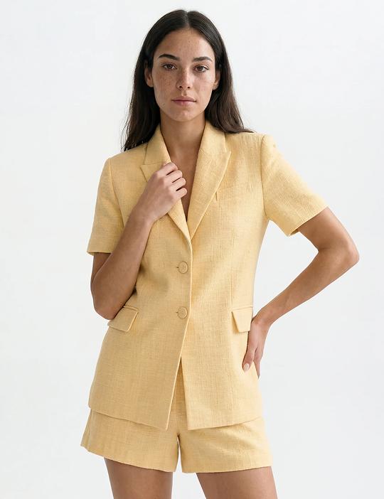 EUGENIA Tailored Short Sleeve Woven Blazer