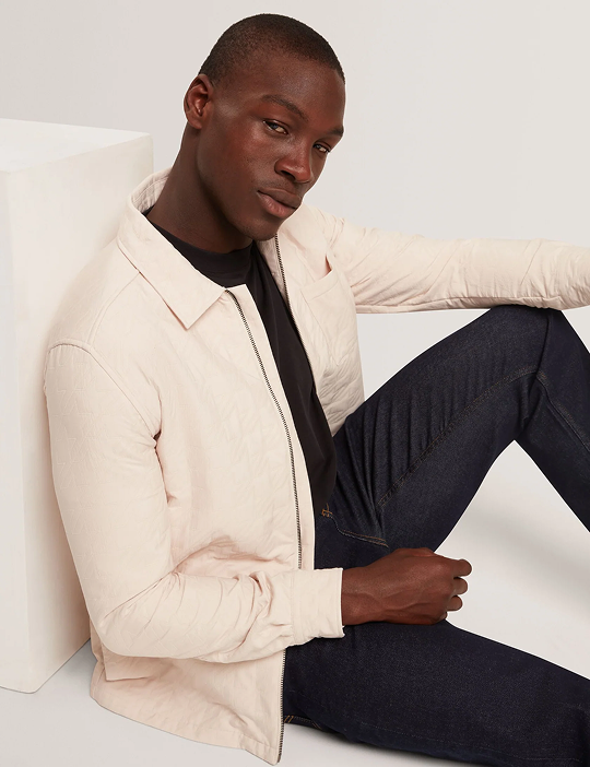 THOVA Textured Quilt Zip-Through Overshirt