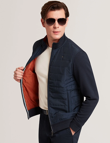 DURANO Quilted Front Zip-Through Knit Jacket
