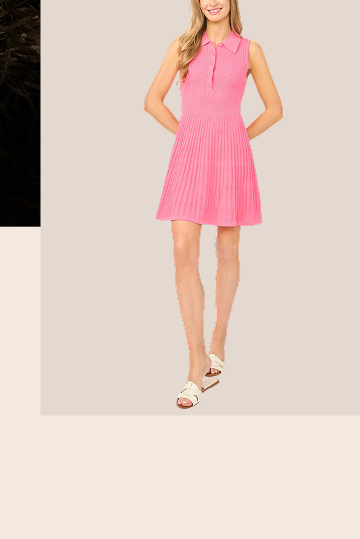MOLLY Rib Knit Sleeveless Collared Mini Dress