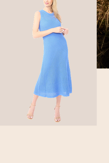 KAYLA Open Knit Sleeveless Midi Dress