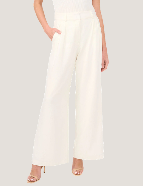 BEATRICE Linen Blend Tailored Wide Leg Pants