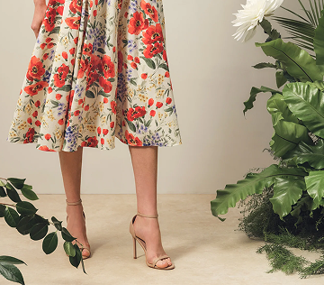 NOEMIA Floral Sleeveless Collared Midi Dress