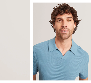 AINDREA Stitched Rib Open Neck Polo Shirt