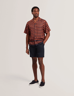 JIRAHU Tile Border Print Short Sleeve Shirt