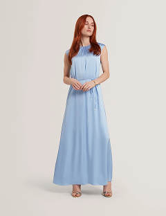 PARKER Satin Gathered Neck Maxi Dress