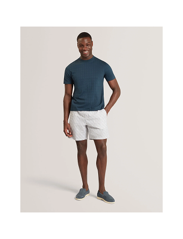 HEMINWY Jacquard Textured Grid Cotton T-Shirt