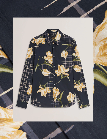 QUORIK Mixed Floral Print Long Sleeve Shirt