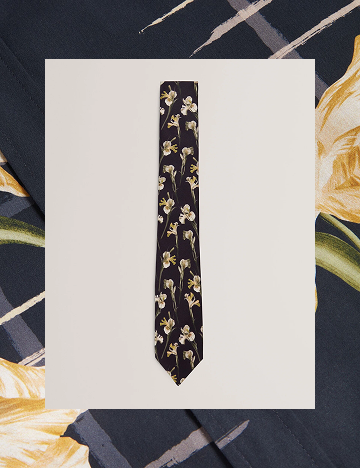 FRINTON Orchid Floral Print Silk Tie