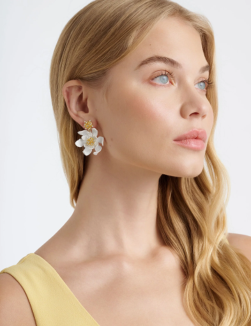 FULVA Furled Flower Enamel Drop Earrings