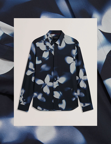WRENIN Photographic Floral Print Long Sleeve Shirt