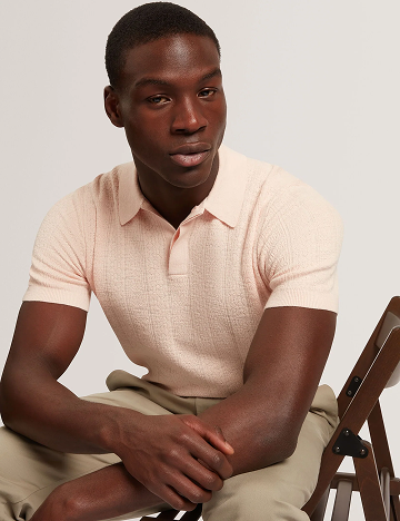 EDGARD Mixed Texture Cotton Linen Knit Polo