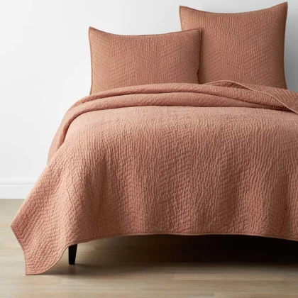 Image of Voile Quilt - Orange/Coral, Size Twin, Cotton